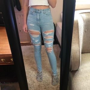 american eagle super high waisted skinny jeans